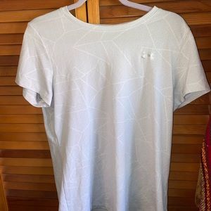 white & gray dri fit under armor tee